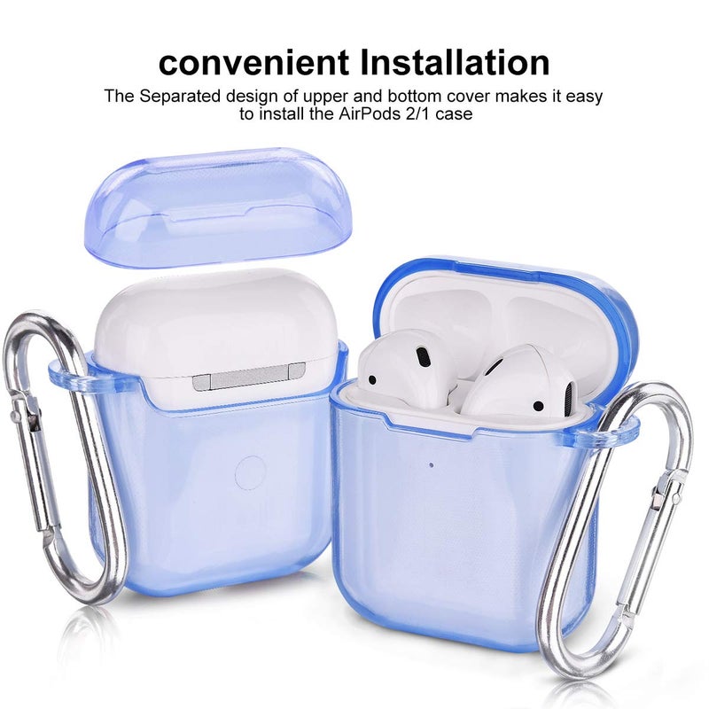 AIRSPO Airpods Case Cover, Clear Soft TPU Protective Cover Compatible with Apple AirPods 1/2 Wireless Charging Case with Keychain (Clear Blue) - Image 4